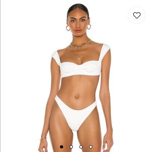 NWT Tropic of C influencer bikini; white; bustier corset top; high waisted